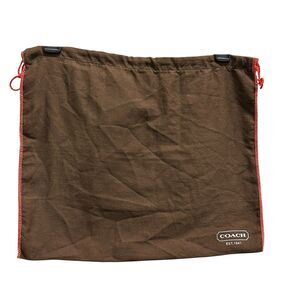 Coach Logo Dust Bag Brown Red Drawstring Pouch Purse Protector 13” x 15”
